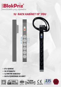 PRİZ-PDU 45 19"1U  6LI ALUMİNYUM SİGORTALI GRUP PRİZ 1.5MT